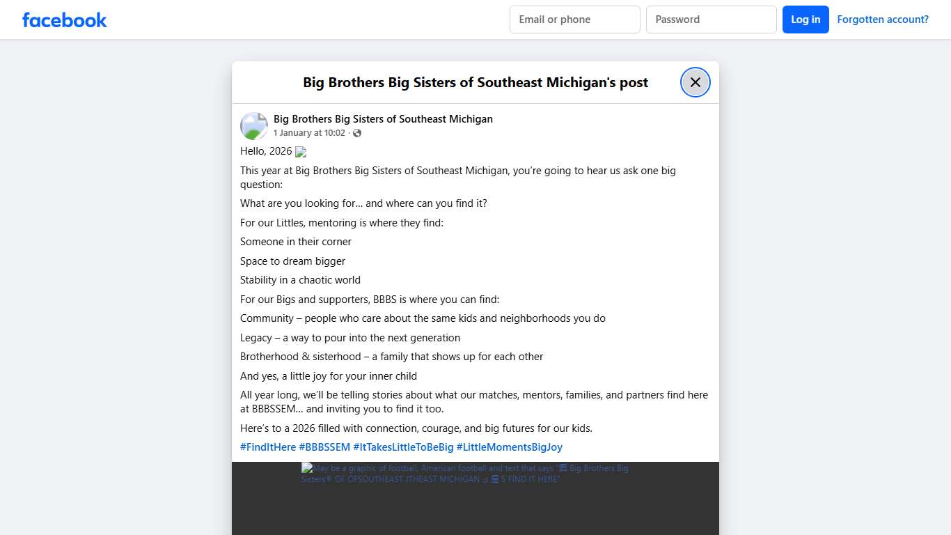 Hello,... - Big Brothers Big Sisters of Southeast Michigan Facebook