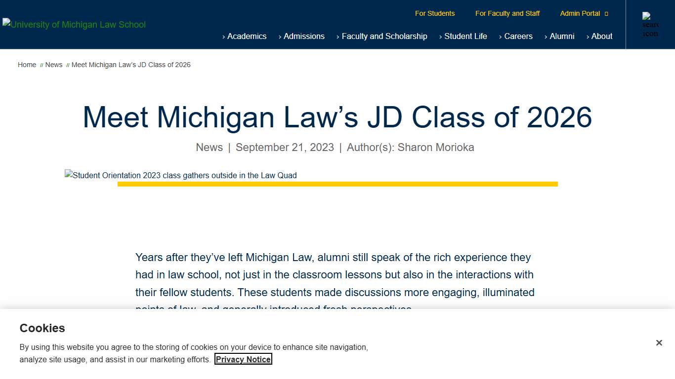 Meet Michigan Law’s JD Class of 2026 University of Michigan Law School